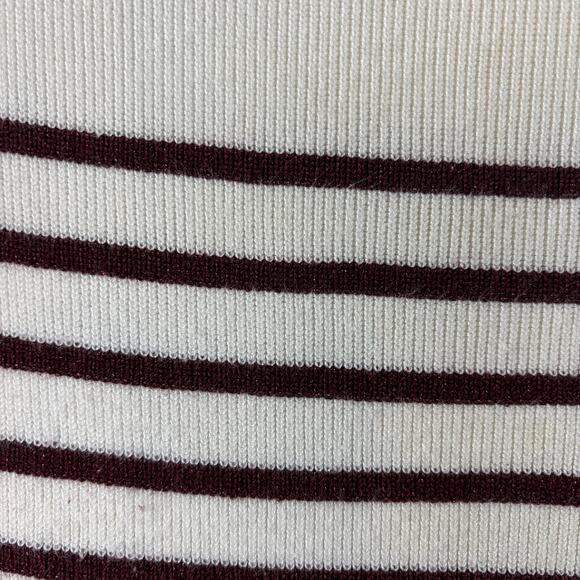 White House Black Market White & Burgundy Striped Lightweight Sweater • Size M - Picture 6 of 8